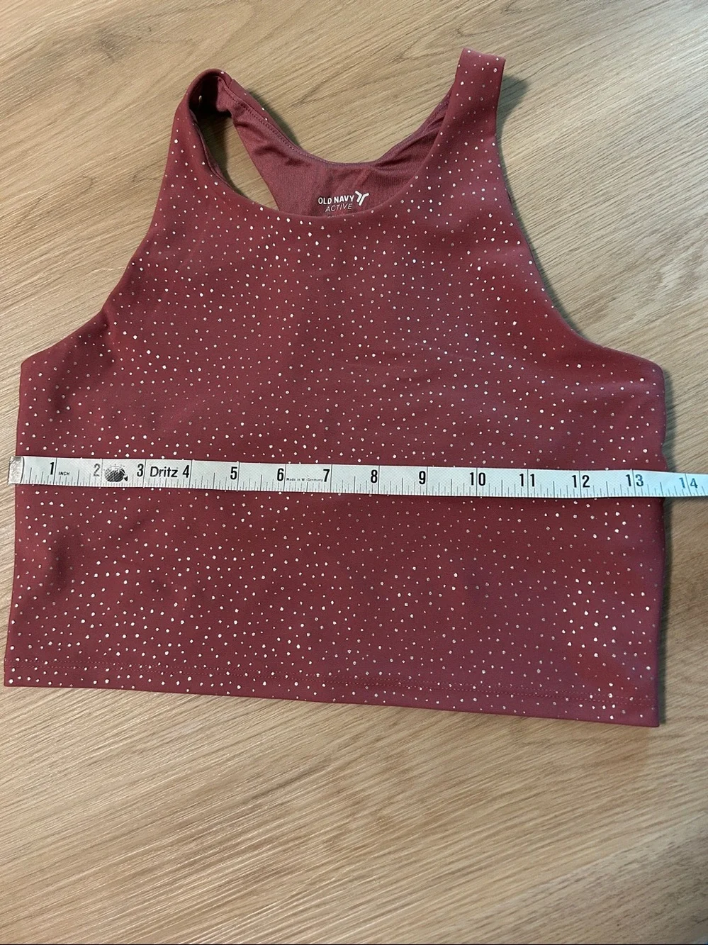 Old Navy Burgundy Racerback Girls Sport Bra with Metallic Dot Detail XL 14-16